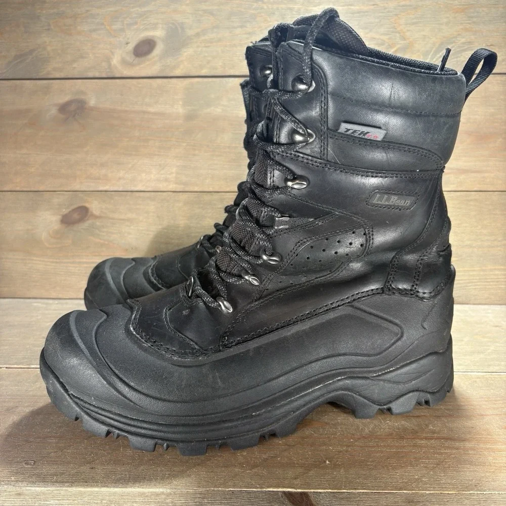 ll bean tek 2.5 mens size 11 shoes black leather insulated waterproof snow boots